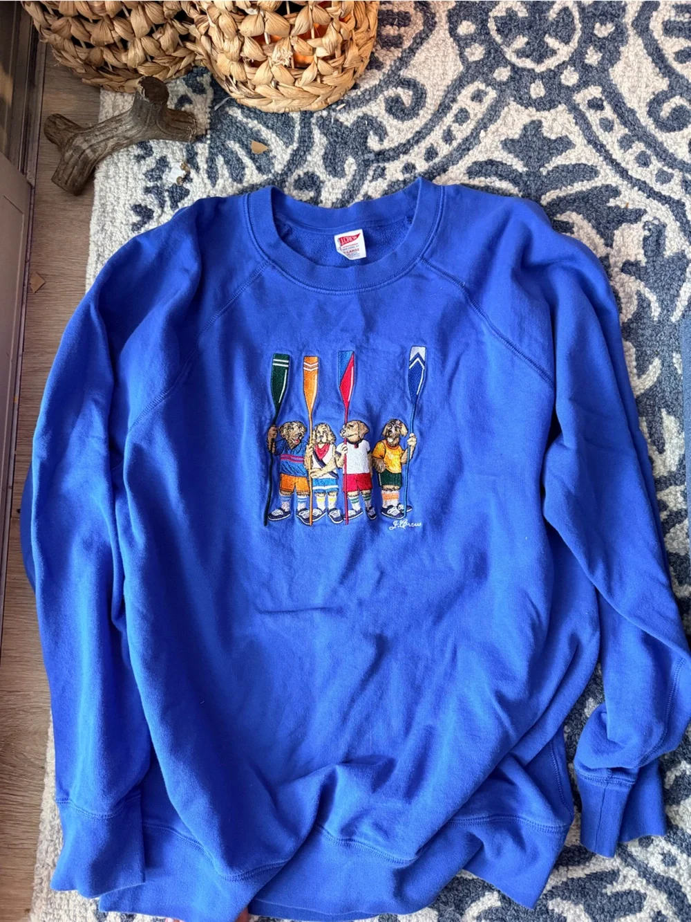 J. Crew Royal Blue Crewneck Sweatshirt with Dog Embroidery